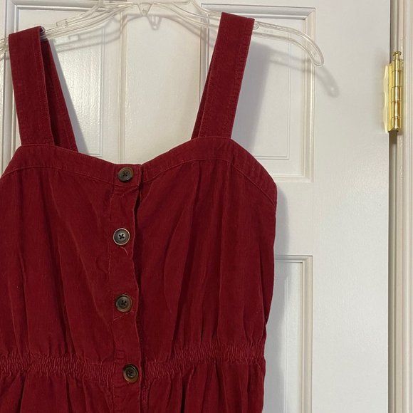Urban Outfitters button down corduroy midi dress wine red size L - Picture 2 of 9